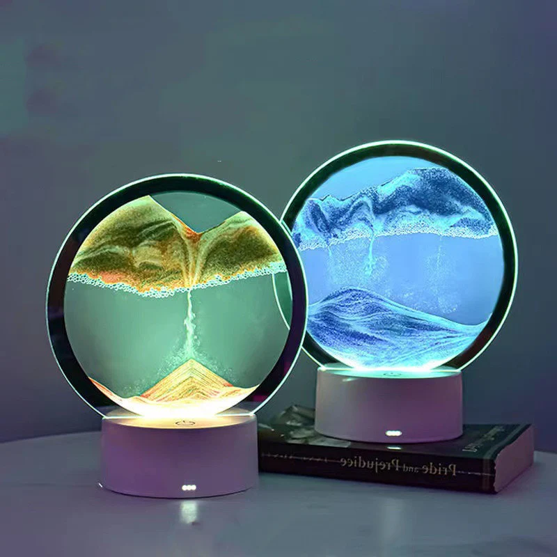 EcoGlow 3D Quicksand Lamp: Sustainable Bedside Ambiance