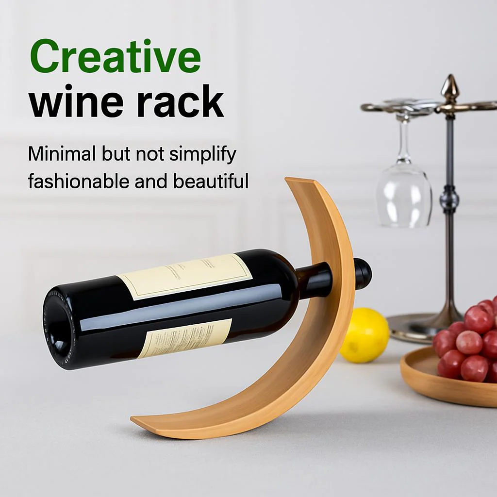 Eco-Friendly Balancing Wine Bottle Holder - Natural Wood Tone - Image 10