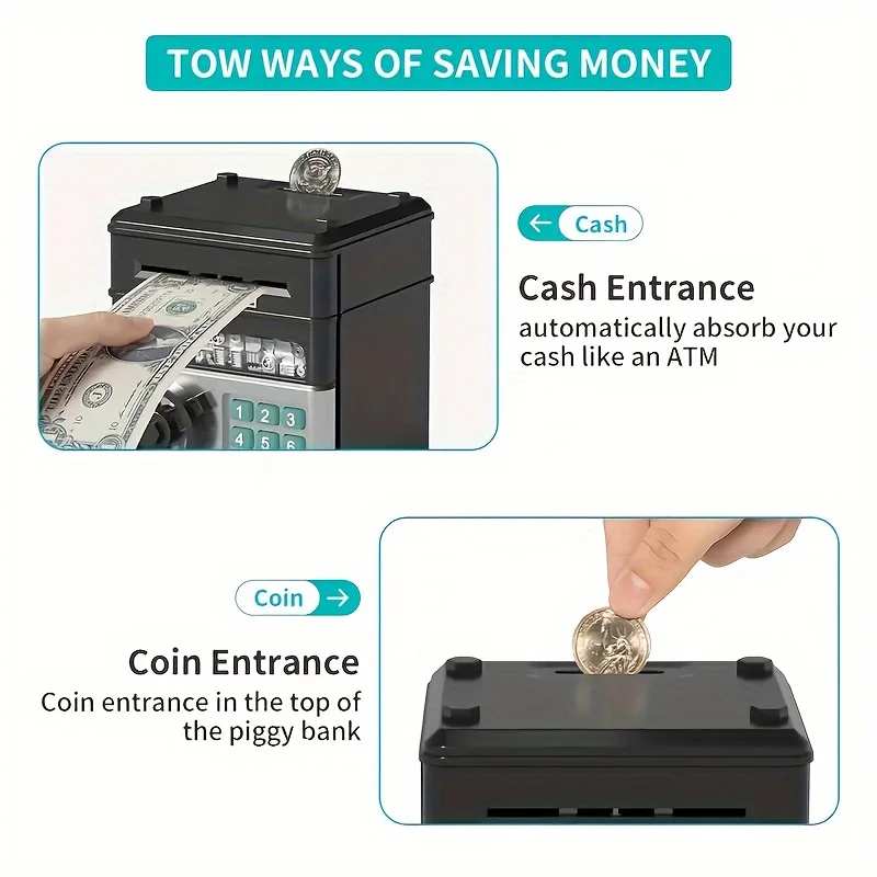 Creative Piggy Bank Automatic Mini Safe Coins Cash Saving Money Box Password Counter Code Key Lock Coin Bank ATM Child Gift - Image 10