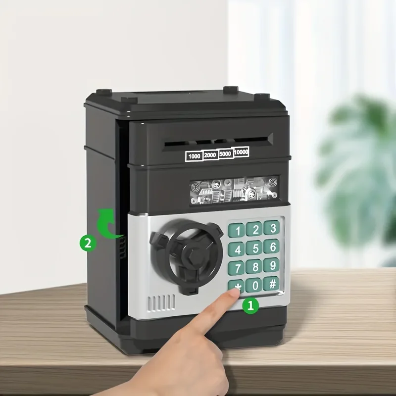 Creative Piggy Bank Automatic Mini Safe Coins Cash Saving Money Box Password Counter Code Key Lock Coin Bank ATM Child Gift - Image 2
