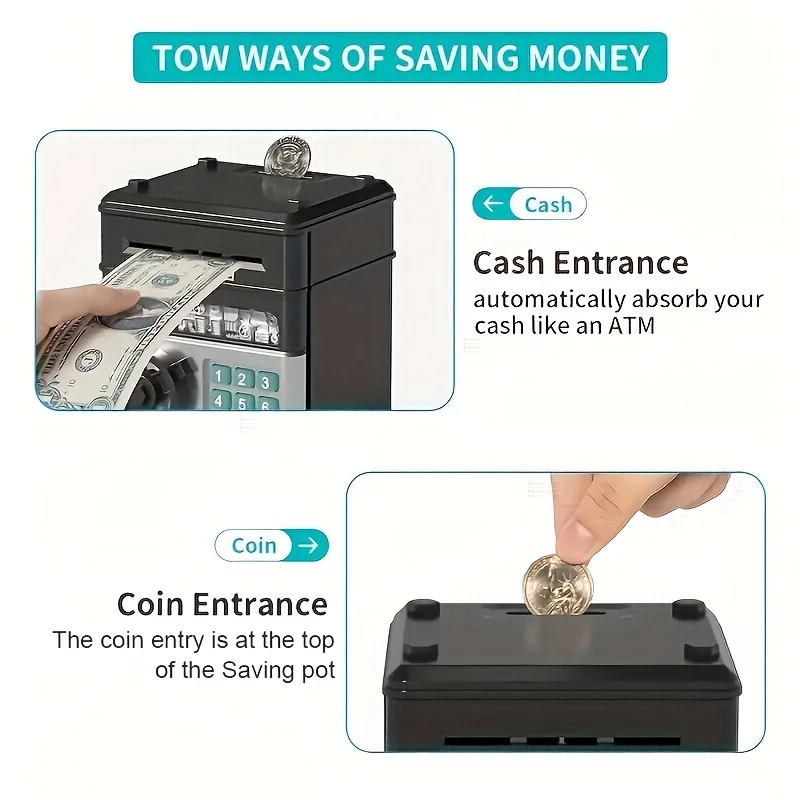 Creative Piggy Bank Automatic Mini Safe Coins Cash Saving Money Box Password Counter Code Key Lock Coin Bank ATM Child Gift - Image 5