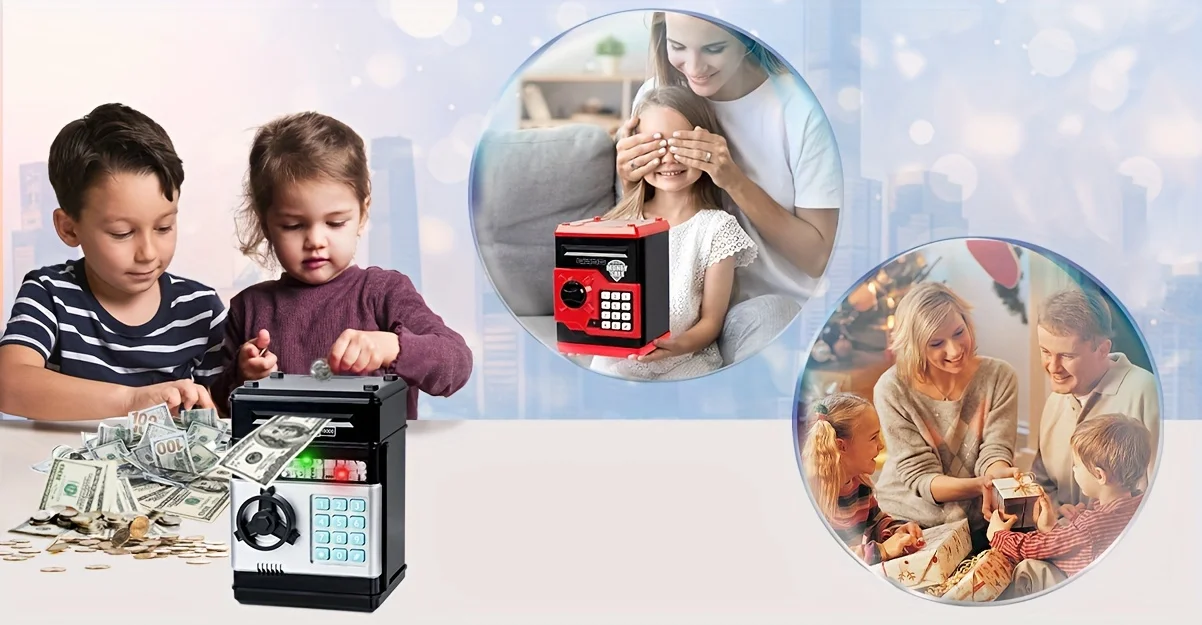 Creative Piggy Bank Automatic Mini Safe Coins Cash Saving Money Box Password Counter Code Key Lock Coin Bank ATM Child Gift - Image 8