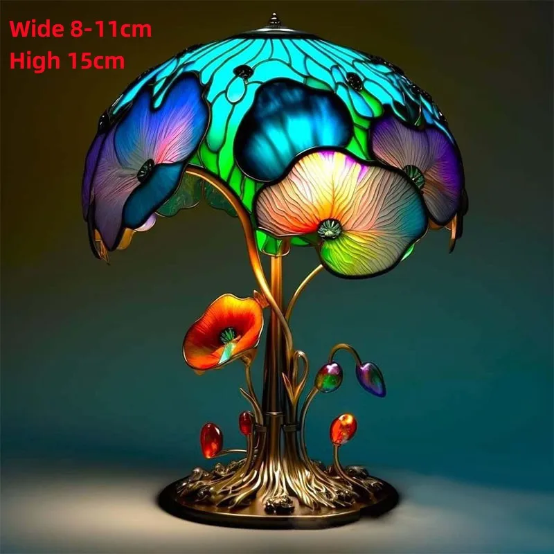 Creative Stained Plant Series Table Lamps Resin Colorful Bedroom Bedside Flower Mushroom Retro Table Night Lamp Atmosphere Light - Image 4