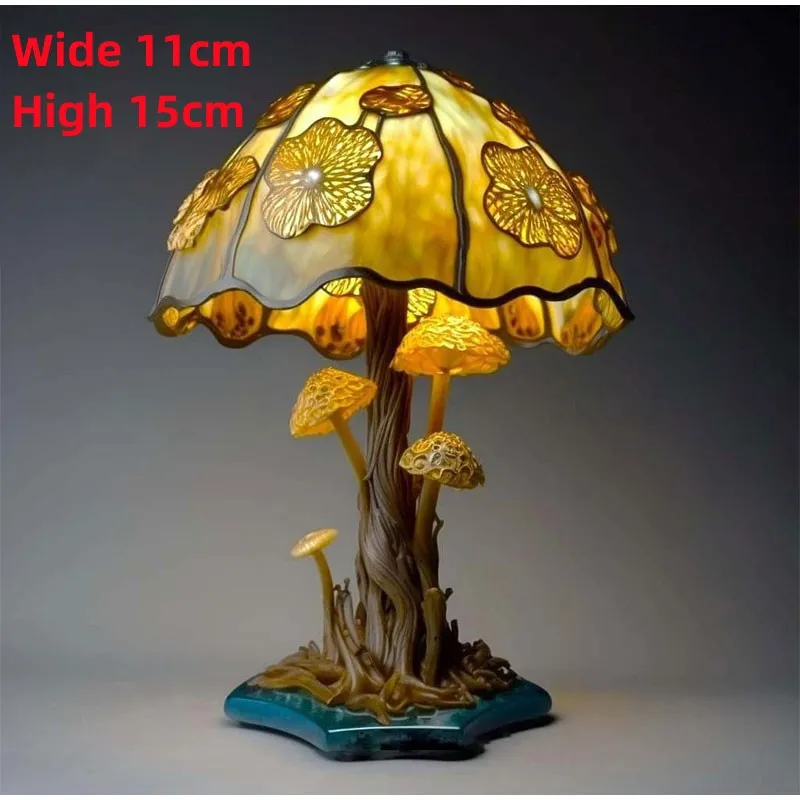 Creative Stained Plant Series Table Lamps Resin Colorful Bedroom Bedside Flower Mushroom Retro Table Night Lamp Atmosphere Light - Image 5