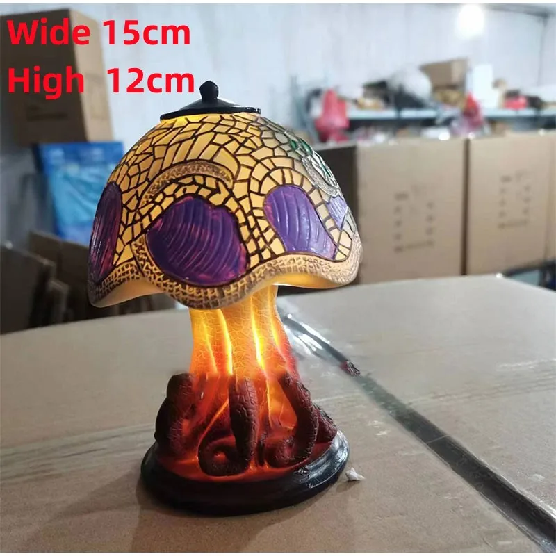 Creative Stained Plant Series Table Lamps Resin Colorful Bedroom Bedside Flower Mushroom Retro Table Night Lamp Atmosphere Light - Image 7