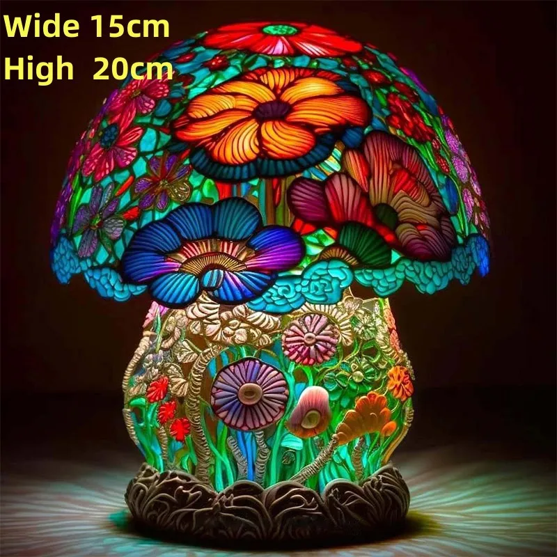 Creative Stained Plant Series Table Lamps Resin Colorful Bedroom Bedside Flower Mushroom Retro Table Night Lamp Atmosphere Light - Image 8