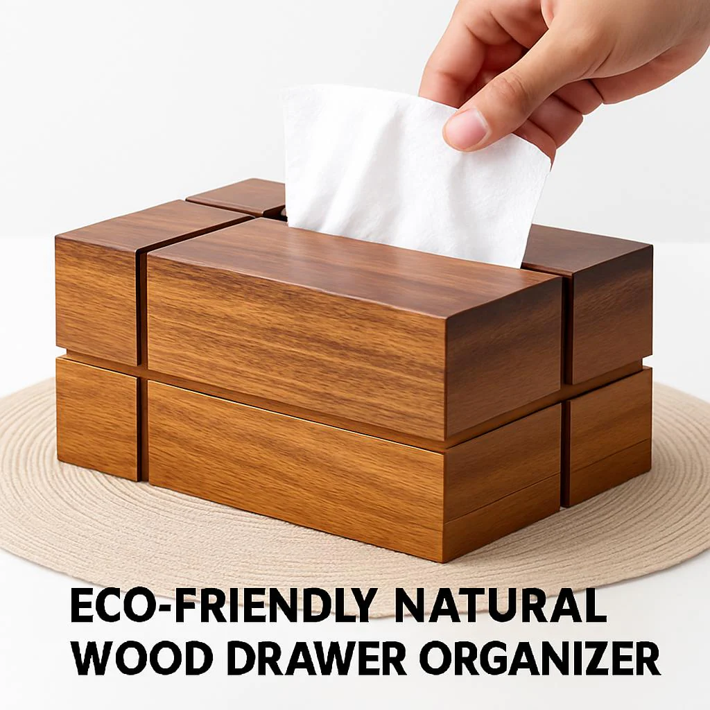 Eco-Friendly Natural Wood Drawer Organizer - Image 2