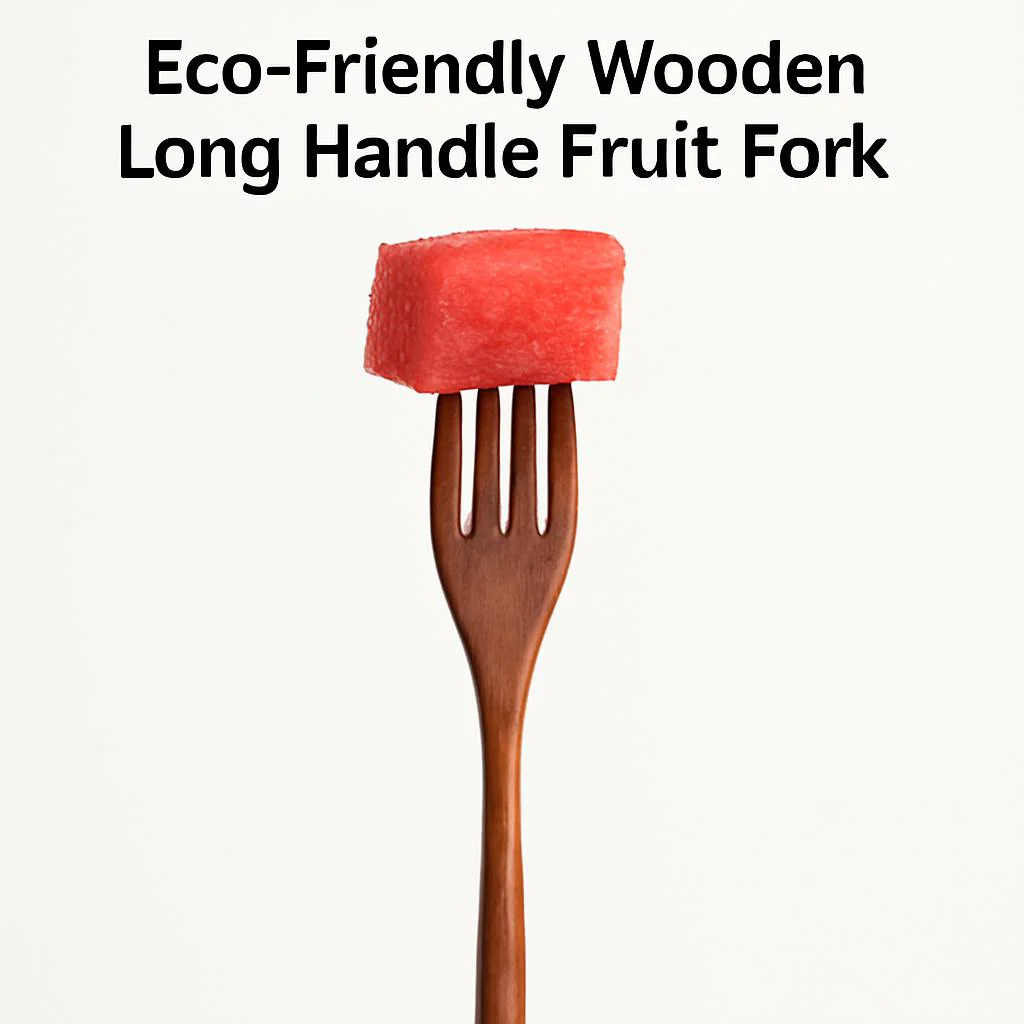 Eco-Friendly Wooden Long Handle Fruit Fork - Image 4