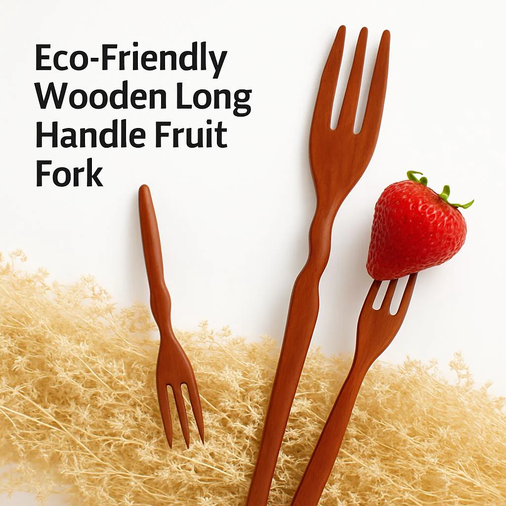 Eco-Friendly Wooden Long Handle Fruit Fork - Image 7