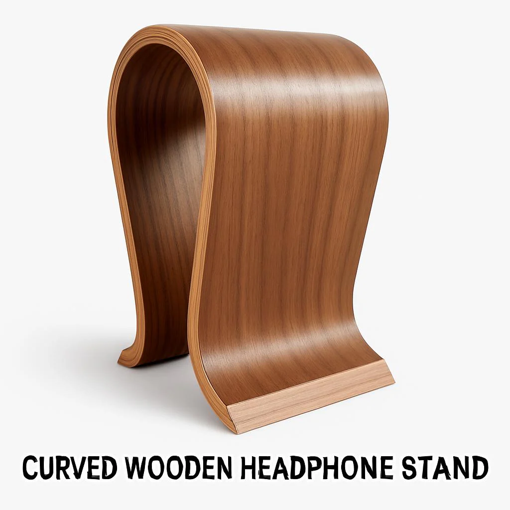 Curved Wooden Headphone Stand - Image 6