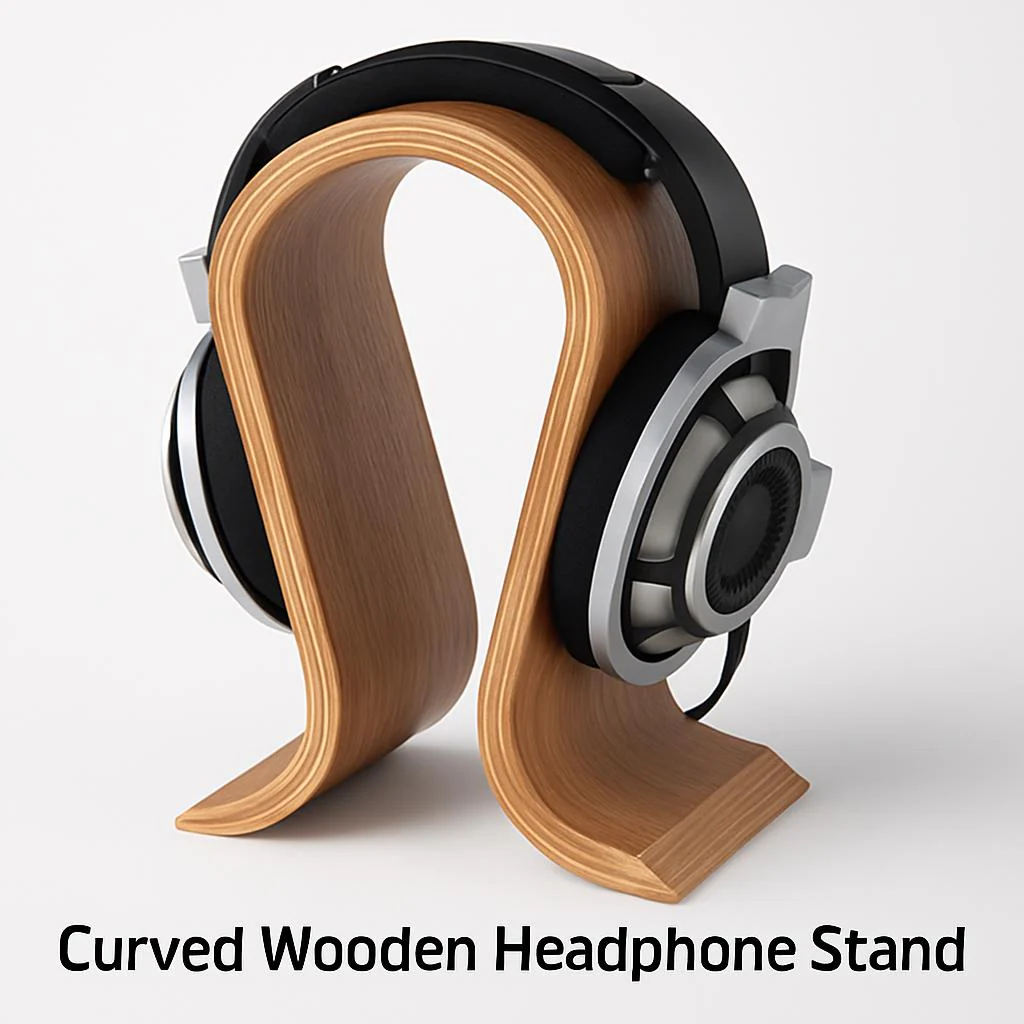 Curved Wooden Headphone Stand - Image 8