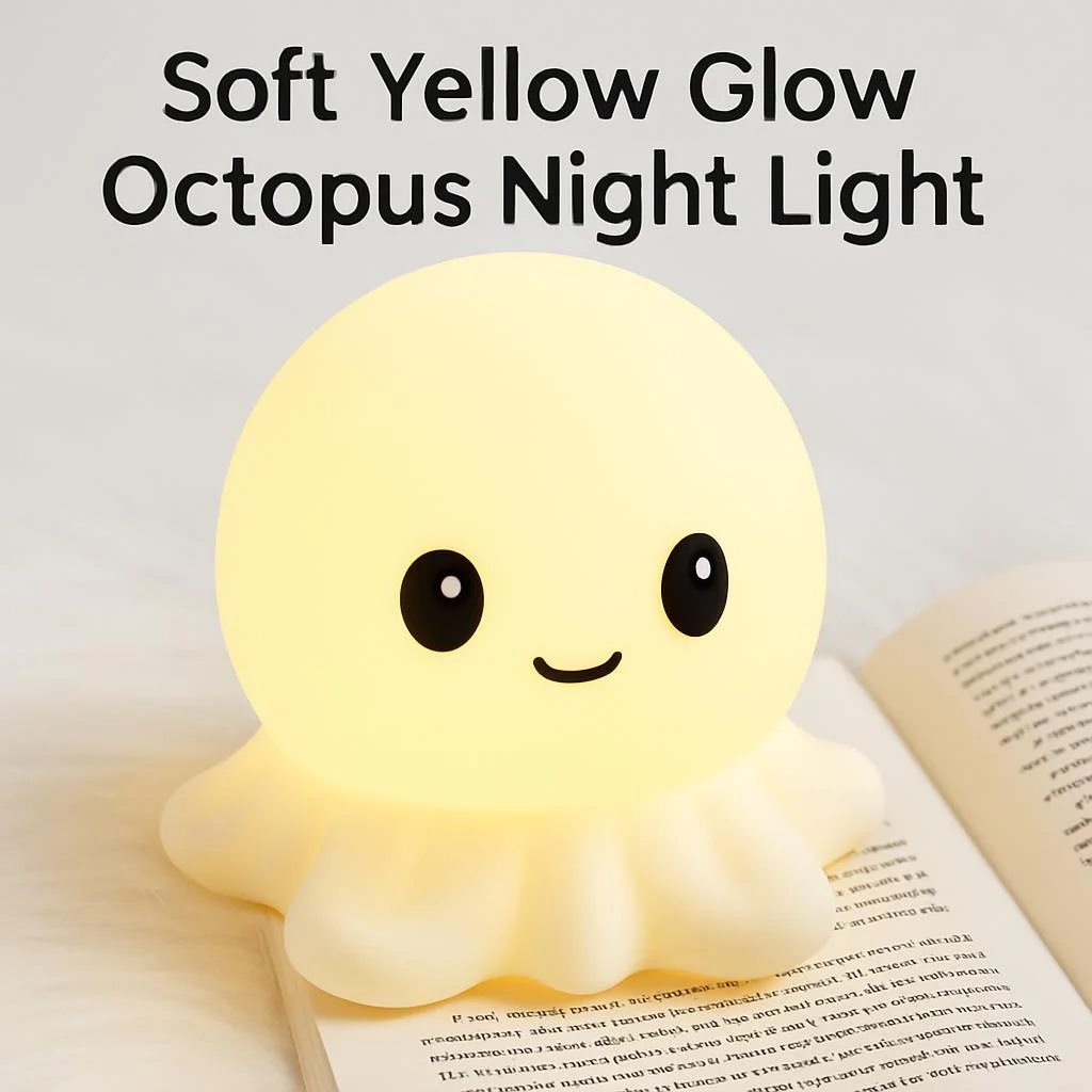 Soft Yellow Glow Octopus Night Light - Image 3