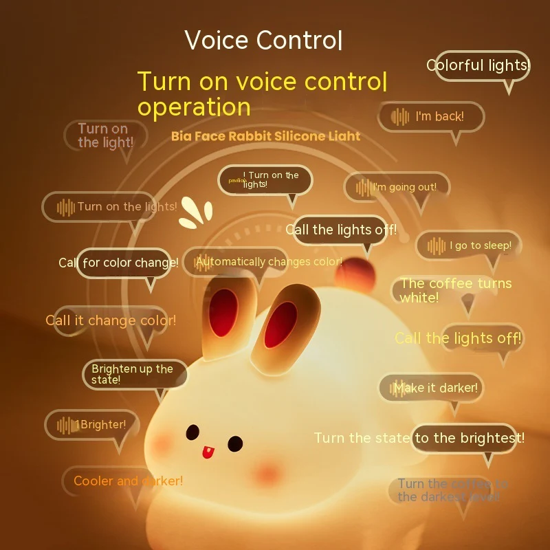 Bunny LED Night Light (5.6 × 4.3 × 3.3 in) – Touch Sensor Silicone Lamp with Timer, Rechargeable Kids Bedside Light - Image 10