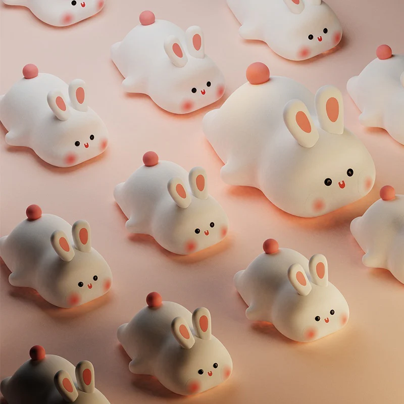Bunny LED Night Light (5.6 × 4.3 × 3.3 in) – Touch Sensor Silicone Lamp with Timer, Rechargeable Kids Bedside Light - Image 6