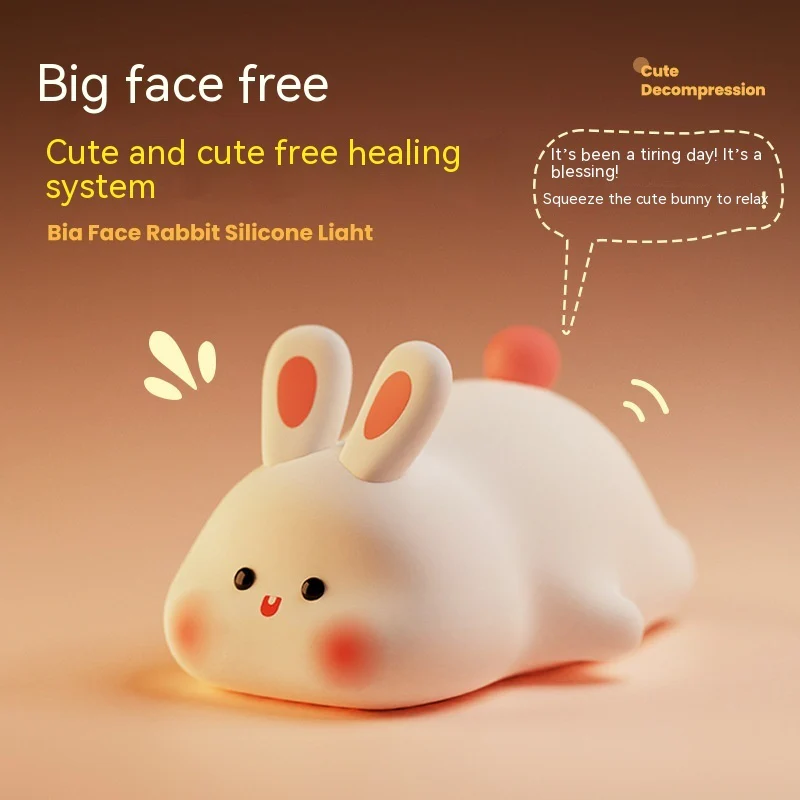 Bunny LED Night Light (5.6 × 4.3 × 3.3 in) – Touch Sensor Silicone Lamp with Timer, Rechargeable Kids Bedside Light - Image 9