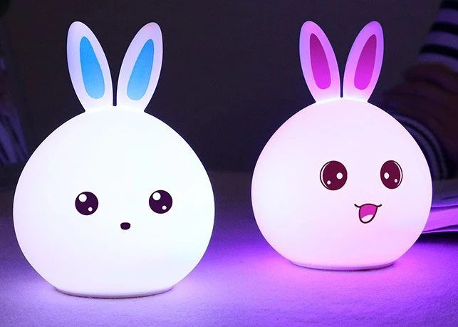 Eco-Friendly Rabbit Night Light - Soft Silicone LED for Kids - Image 12