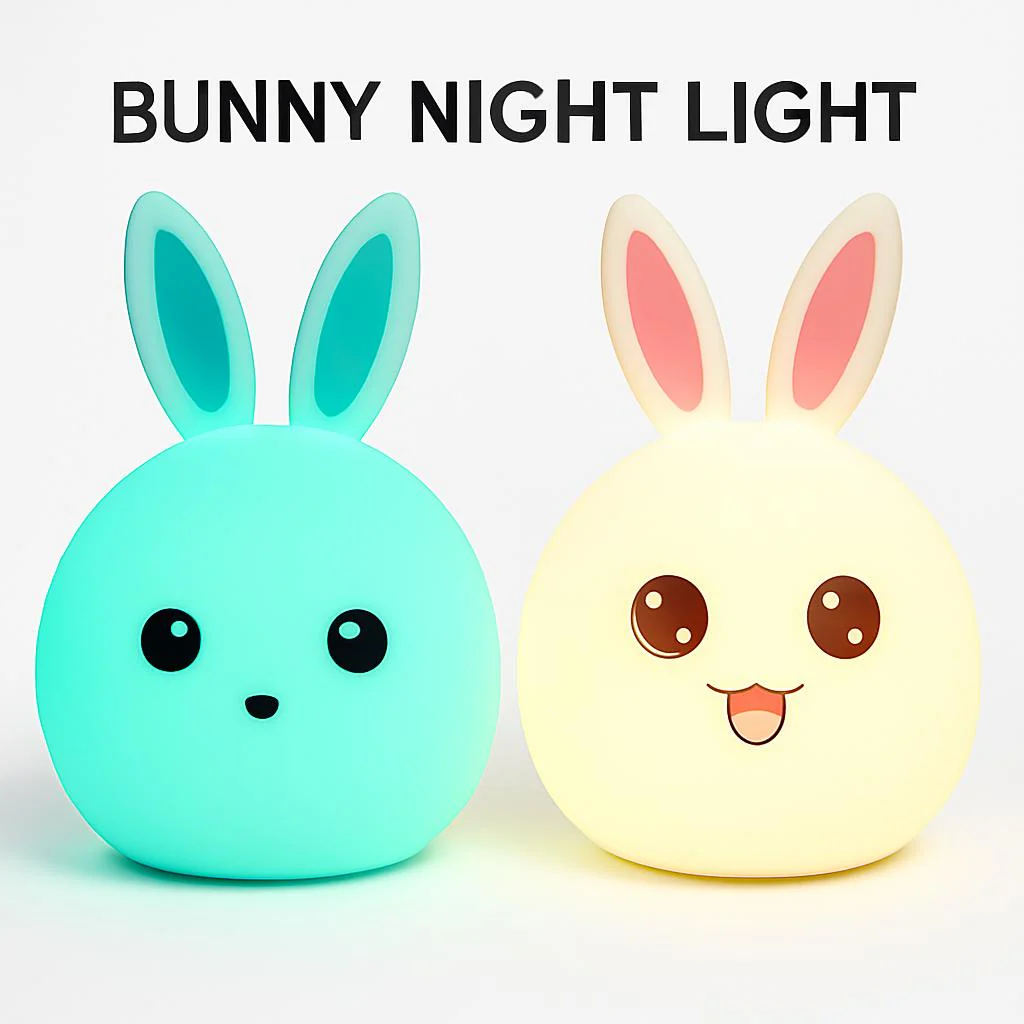 Eco-Friendly Rabbit Night Light - Soft Silicone LED for Kids - Image 3