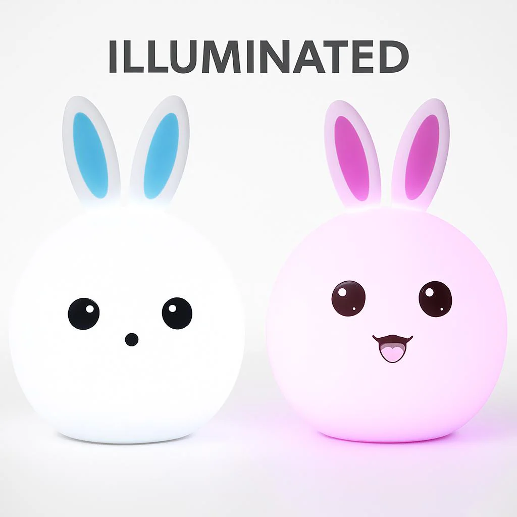 Eco-Friendly Rabbit Night Light - Soft Silicone LED for Kids - Image 4