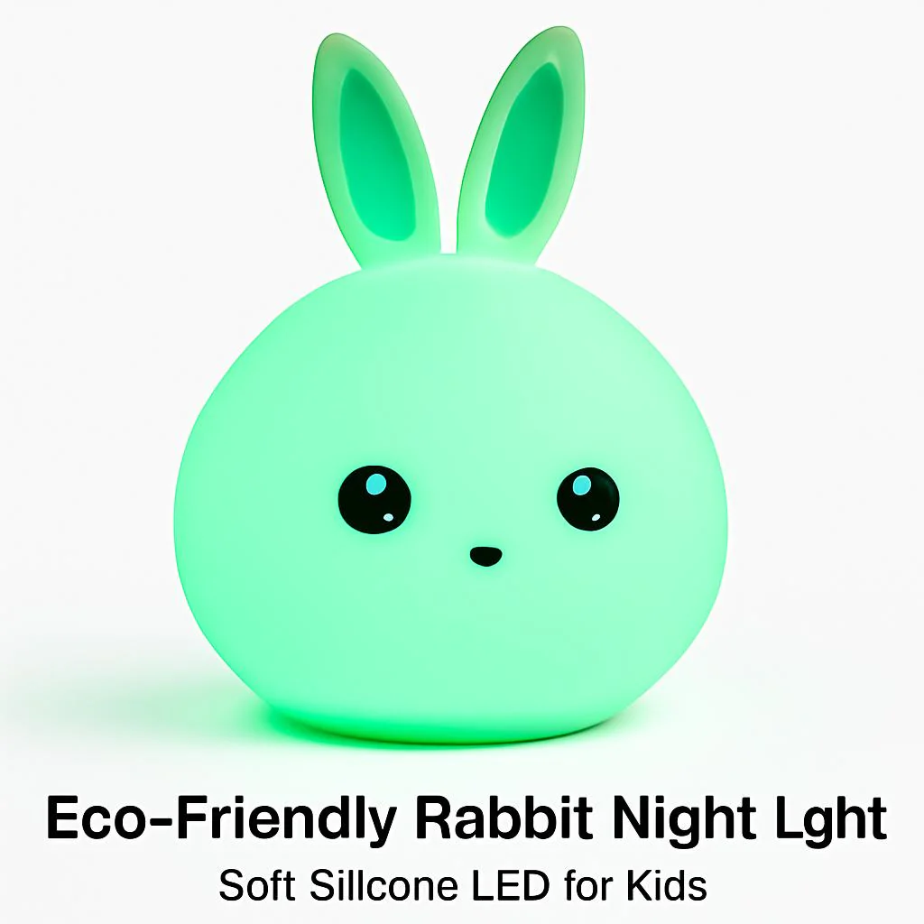 Eco-Friendly Rabbit Night Light - Soft Silicone LED for Kids - Image 7