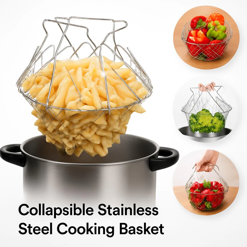 Collapsible Stainless Steel Cooking Basket - Eco-Friendly Kitchen Tool - Image 4