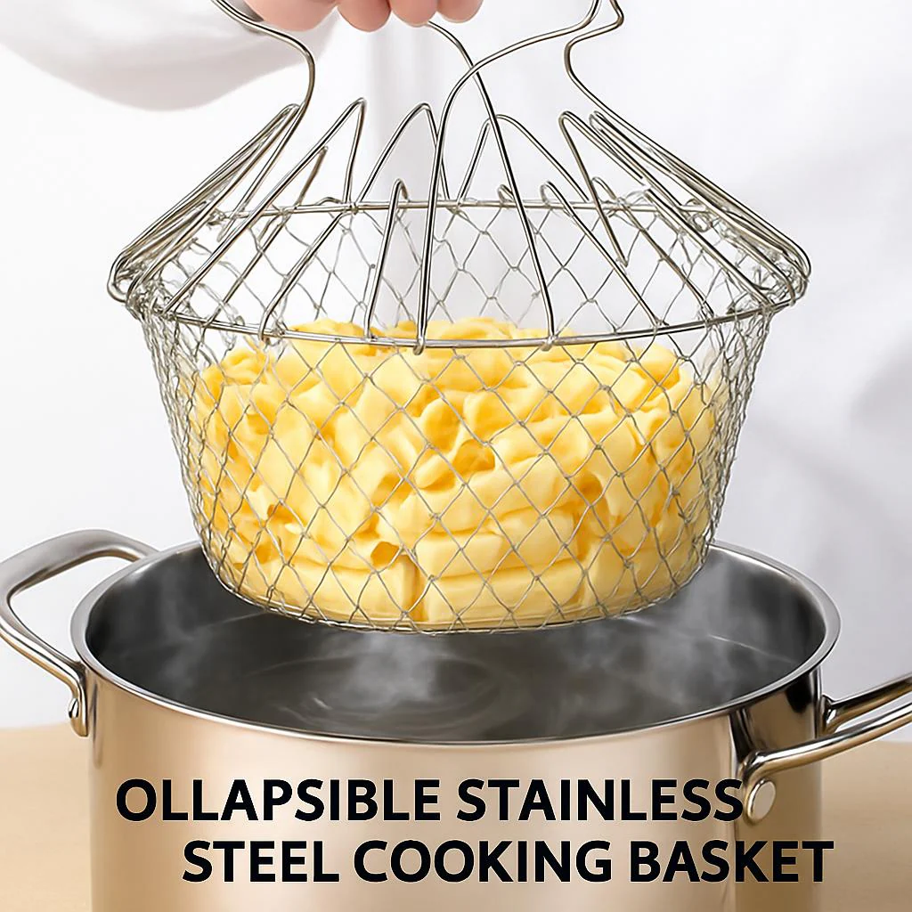 Collapsible Stainless Steel Cooking Basket - Eco-Friendly Kitchen Tool - Image 5