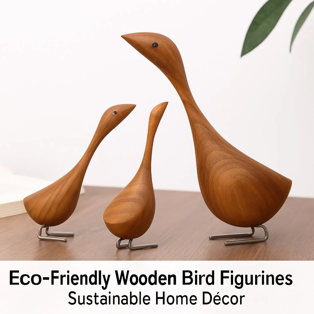 Eco-Friendly Wooden Bird Figurines - Sustainable Home Décor - Image 2