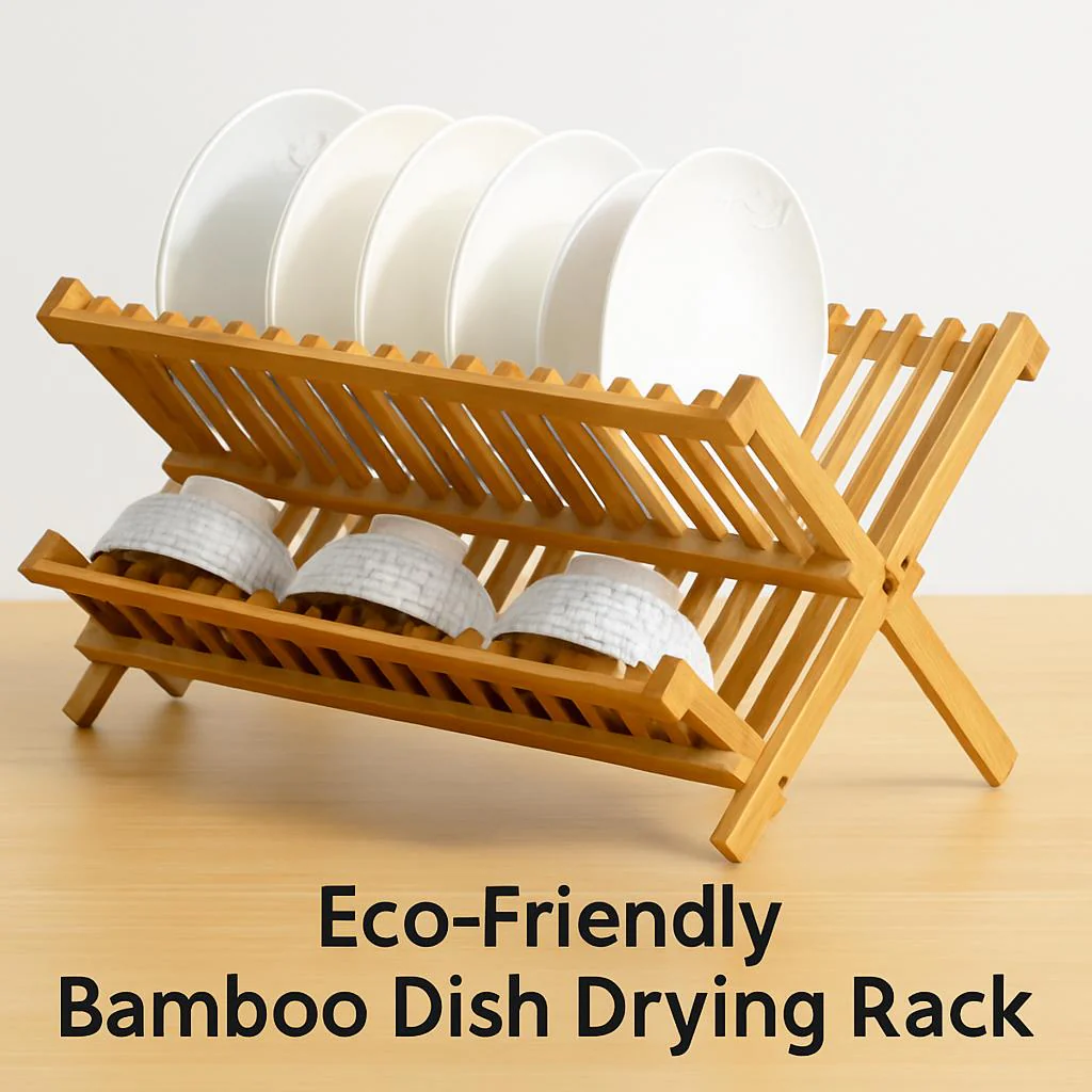 Eco-Friendly Bamboo Dish Drying Rack - X-Shaped Foldable Design - Image 10