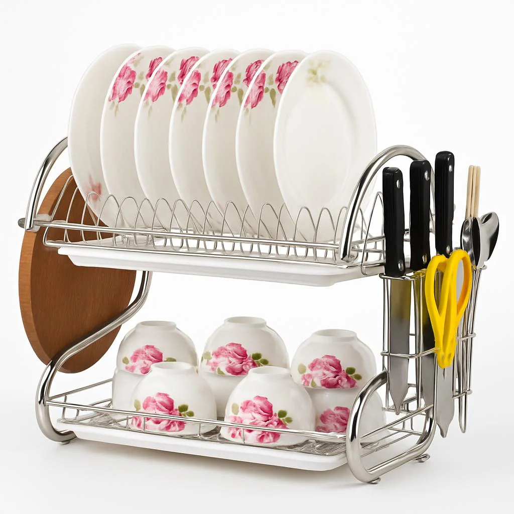 Eco-Friendly Bamboo Dish Drying Rack - X-Shaped Foldable Design - Image 3