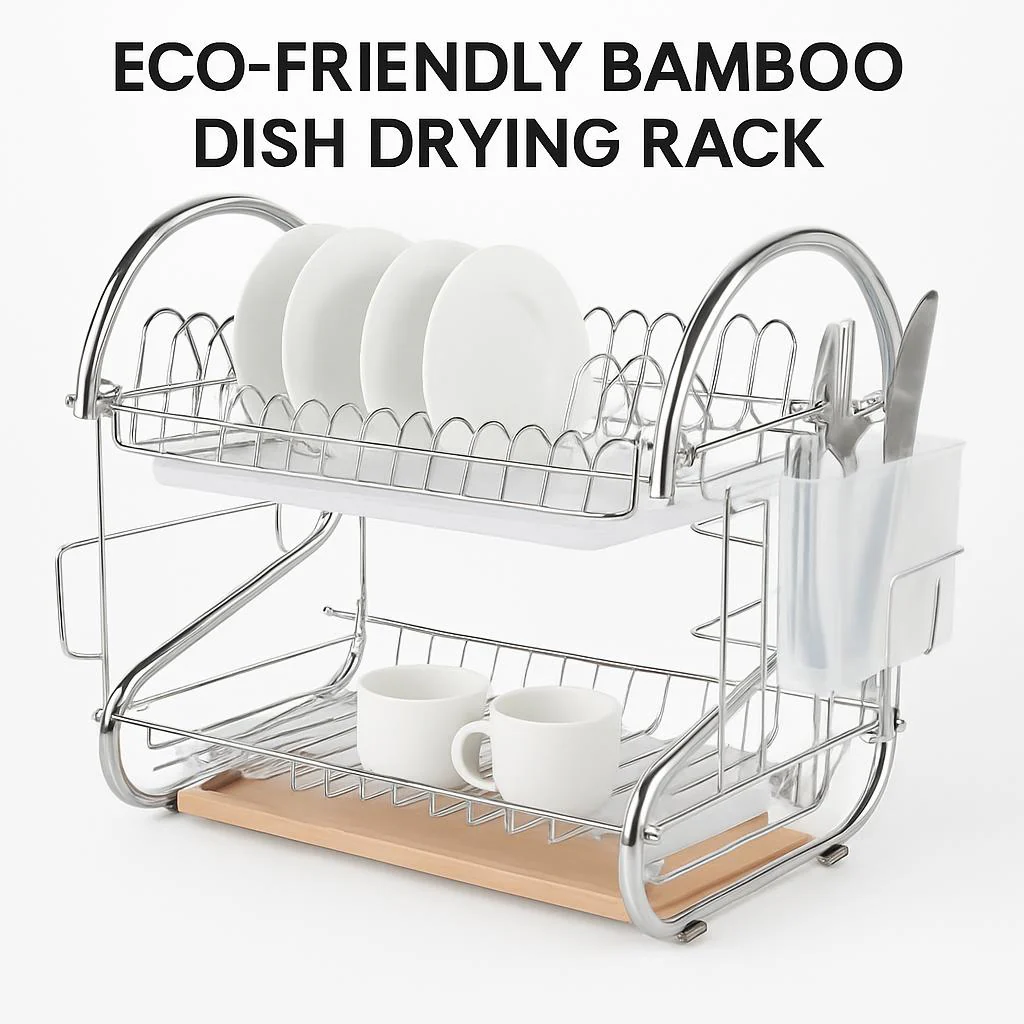 Eco-Friendly Bamboo Dish Drying Rack - X-Shaped Foldable Design - Image 6
