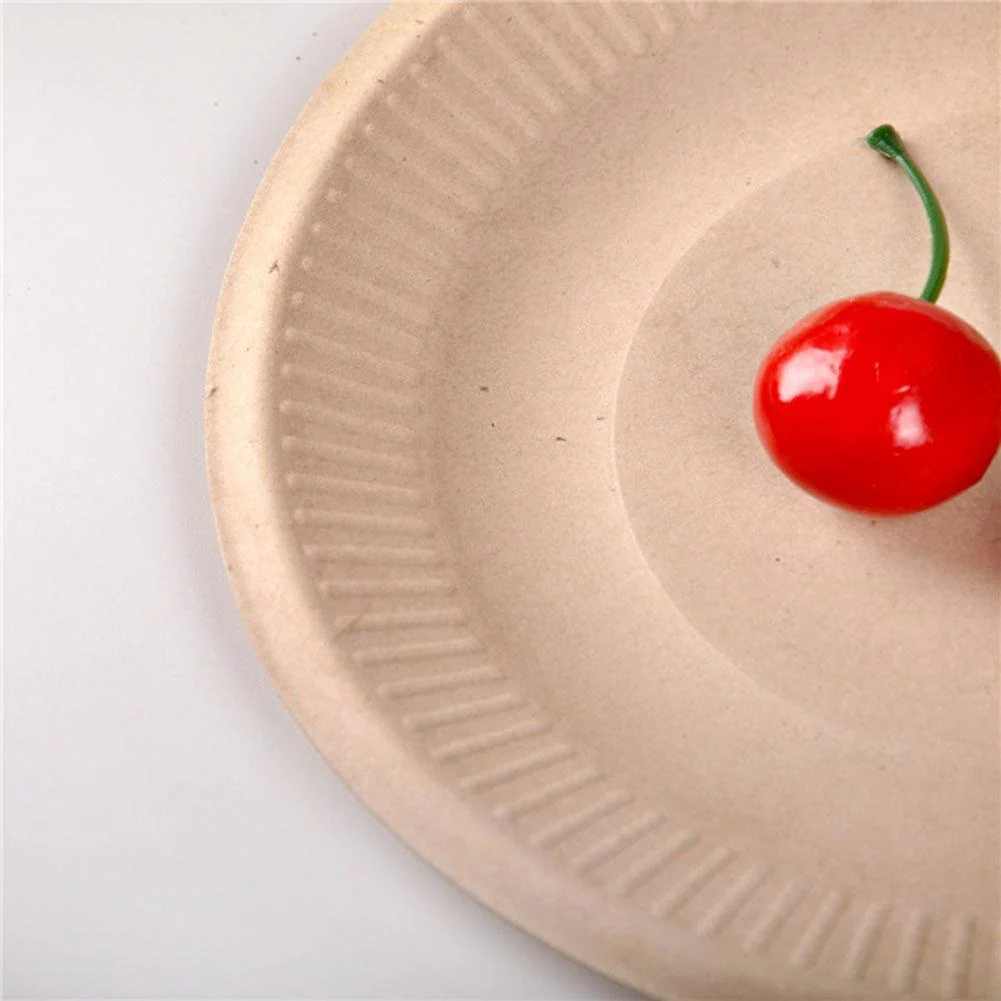 Eco-Friendly Biodegradable Round Dinner Plates - Natural Beige - Image 10