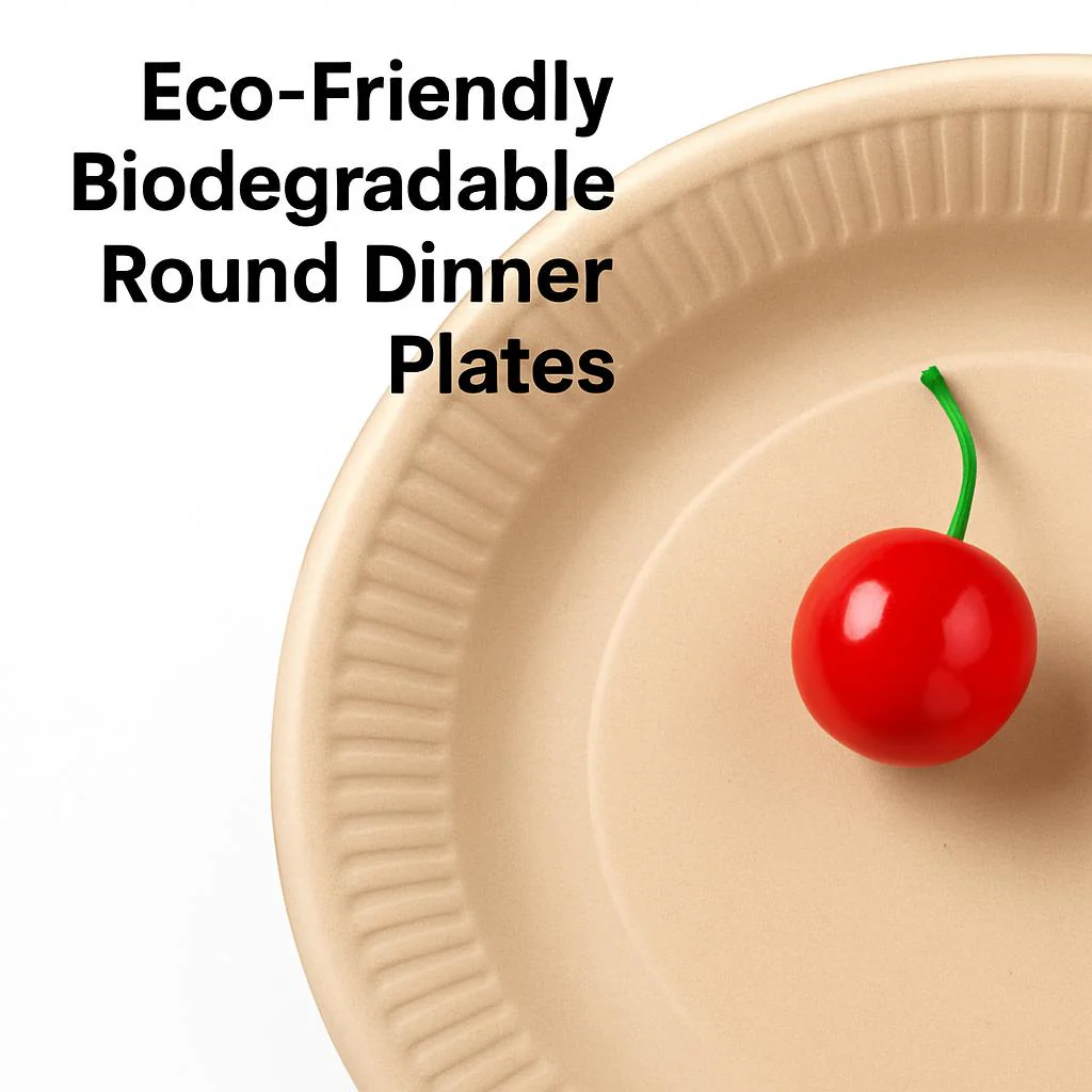 Eco-Friendly Biodegradable Round Dinner Plates - Natural Beige - Image 4