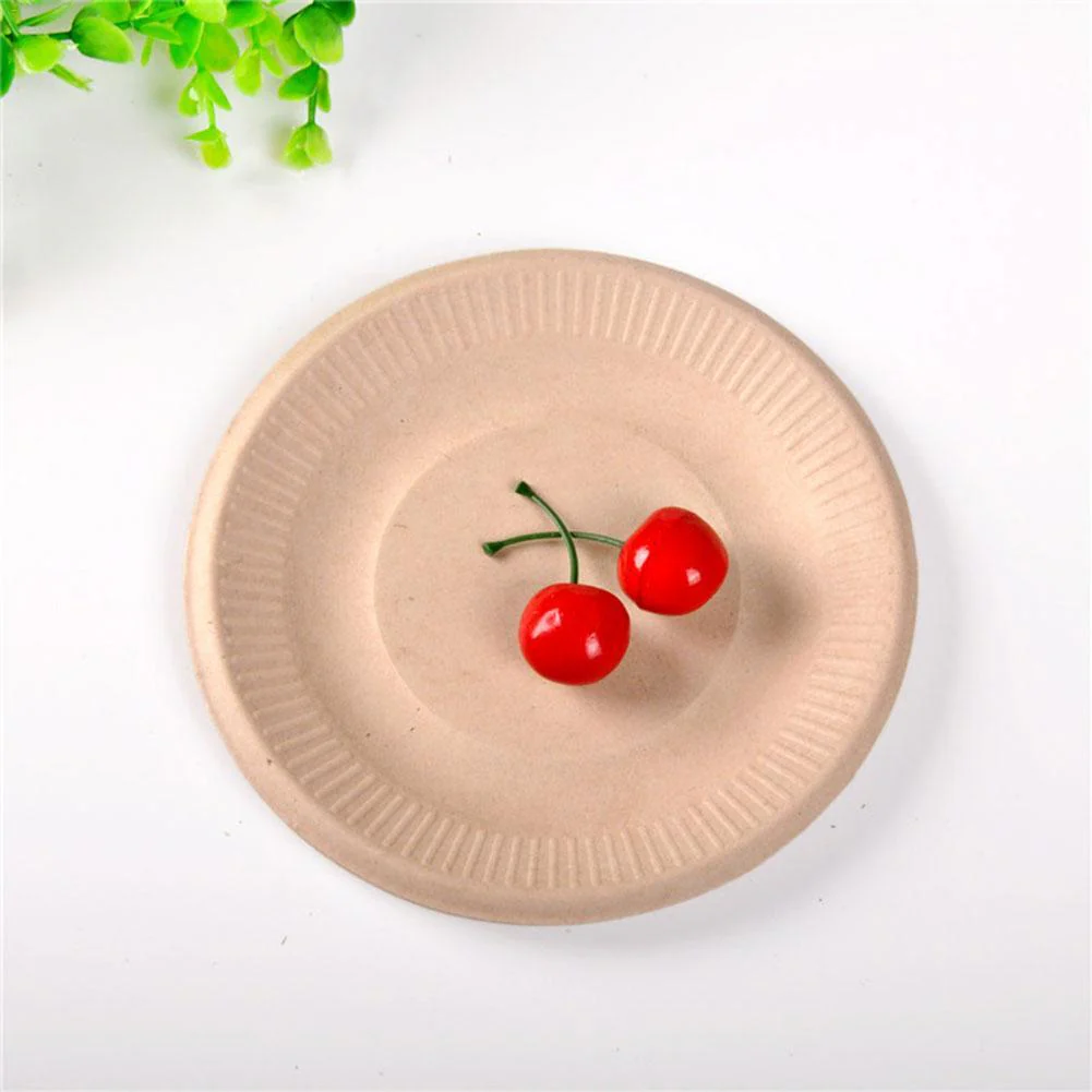 Eco-Friendly Biodegradable Round Dinner Plates - Natural Beige - Image 8