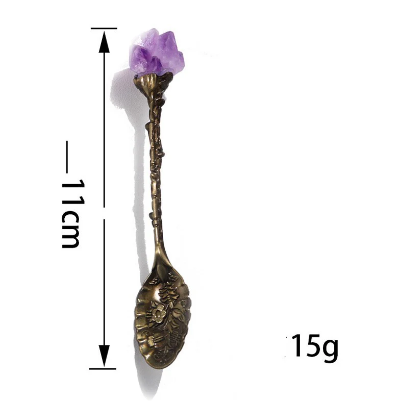 Amethyst Tooth Brass Spoon for Eco-Friendly Oral Care - Image 11