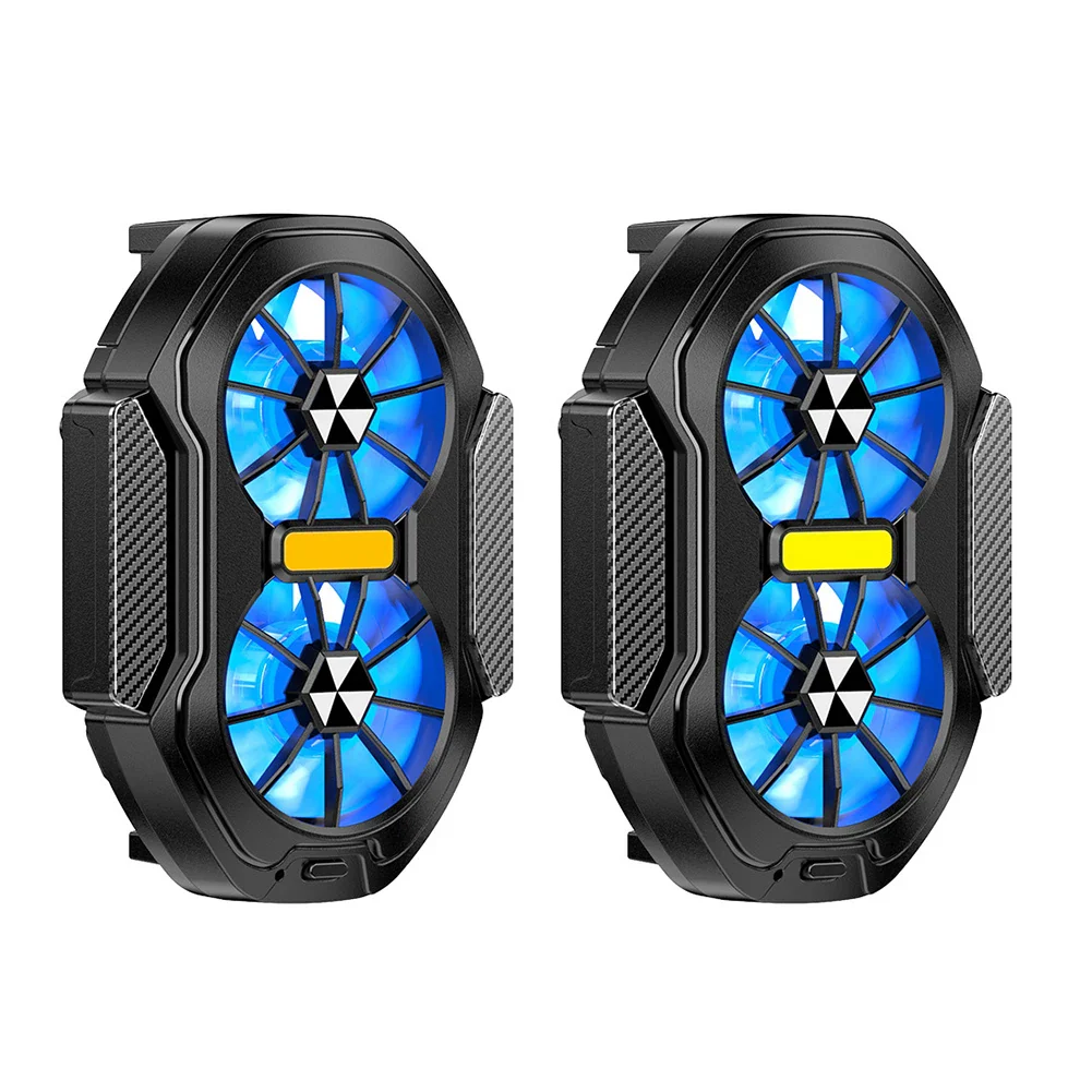 Dual Fan Mobile Phone Cooler Plug-in/Rechargeable Phone Cooler Air Cooling Type-C with Blue Light for Android Smartphones iPhone - Image 17