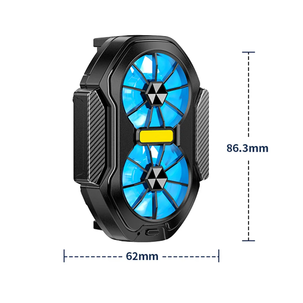 Dual Fan Mobile Phone Cooler Plug-in/Rechargeable Phone Cooler Air Cooling Type-C with Blue Light for Android Smartphones iPhone - Image 6