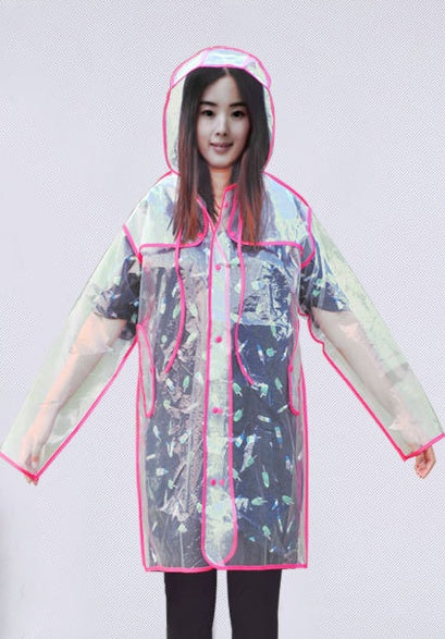 Transparent Eco-Friendly Raincoat with Pink Trim - Image 12