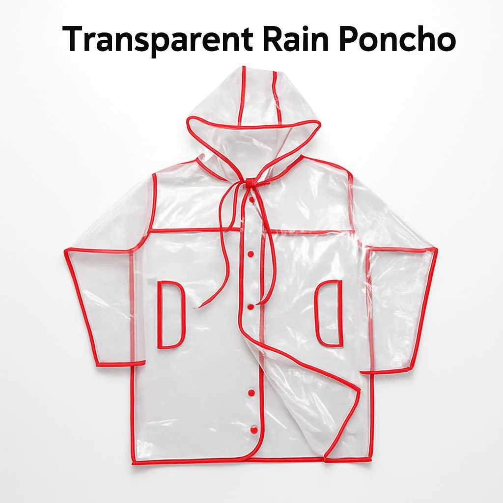 Transparent Eco-Friendly Raincoat with Pink Trim - Image 7