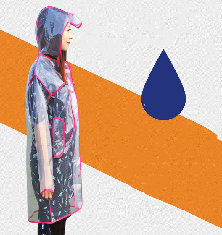 Transparent Eco-Friendly Raincoat with Pink Trim - Image 9