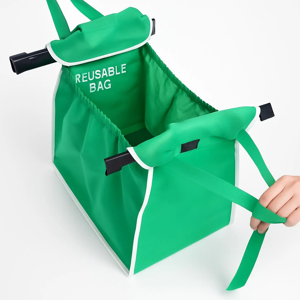 Eco-Friendly Reusable Green Shopping Bag for Groceries - Image 3