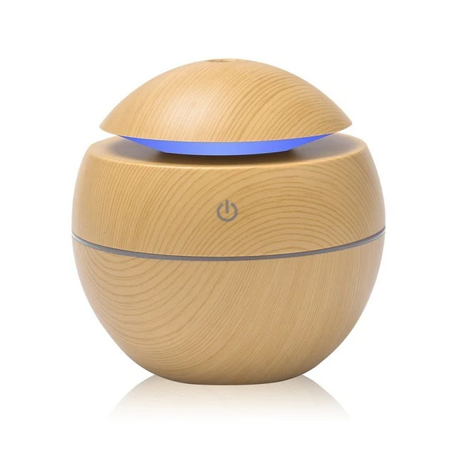 Eco-Friendly Spherical Humidifier with Wood Grain Finish and Blue Light - Image 8