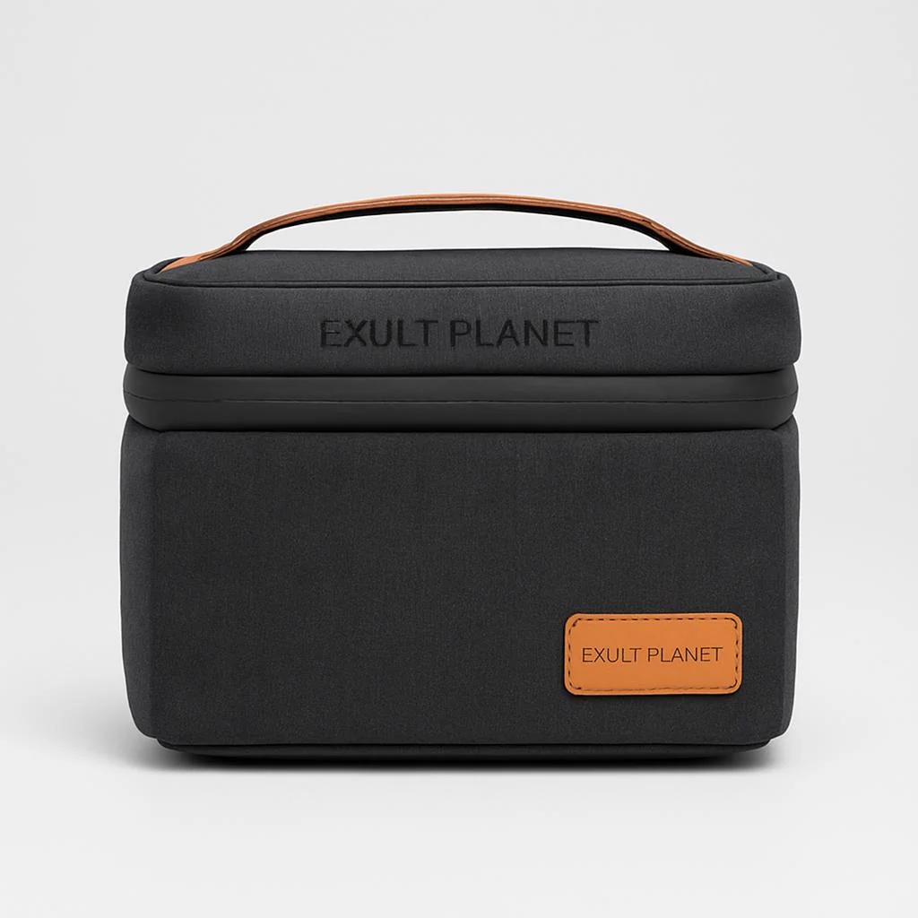 Eco-Friendly Picnic Bag - Blue Canvas with Brown Accents - Image 6