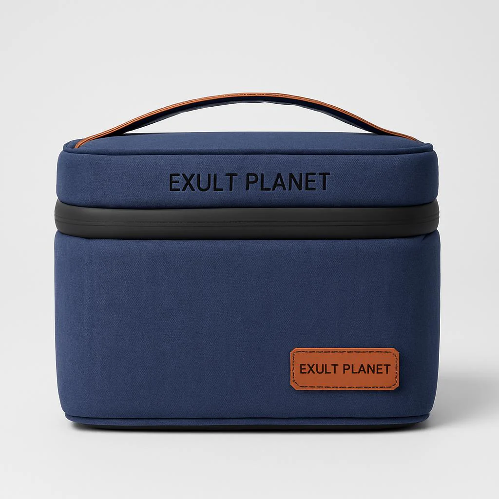 Eco-Friendly Picnic Bag - Blue Canvas with Brown Accents - Image 7