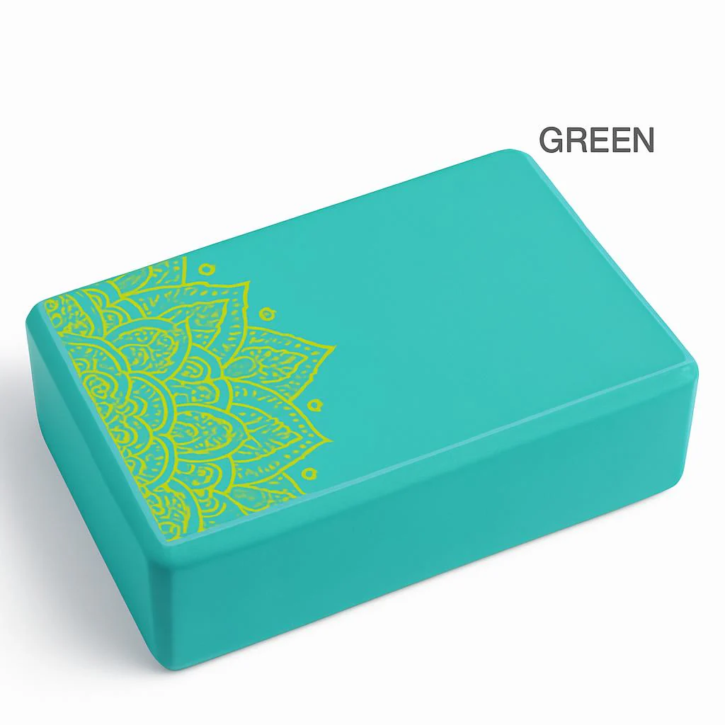 Eco-Friendly Green Yoga Block with Decorative Pattern - Image 2