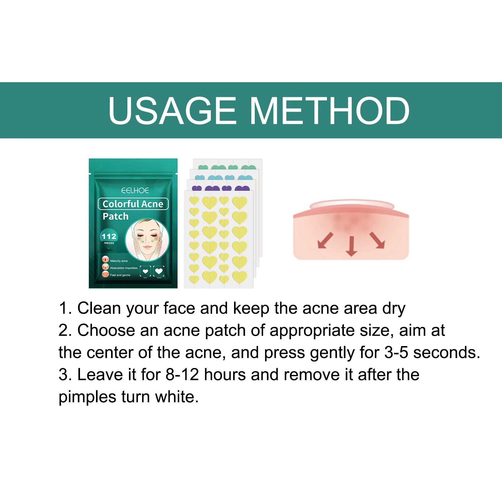 Heart-Shaped Colorful Acne Patches for Clear Skin - Image 12