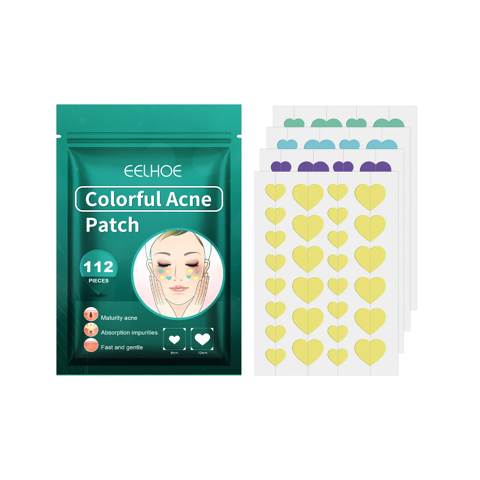 Heart-Shaped Colorful Acne Patches for Clear Skin - Image 8