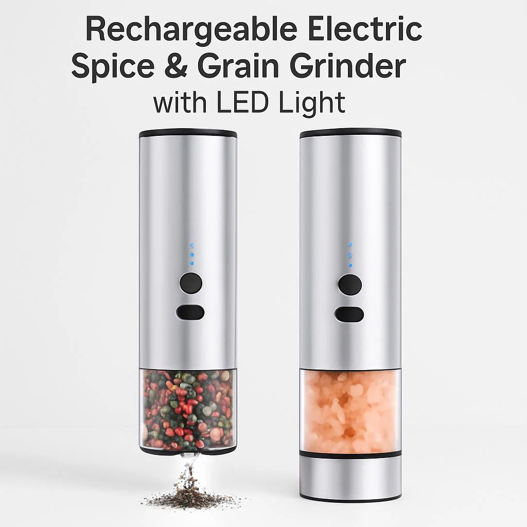 Rechargeable Electric Spice & Grain Grinder with LED Light - Image 10