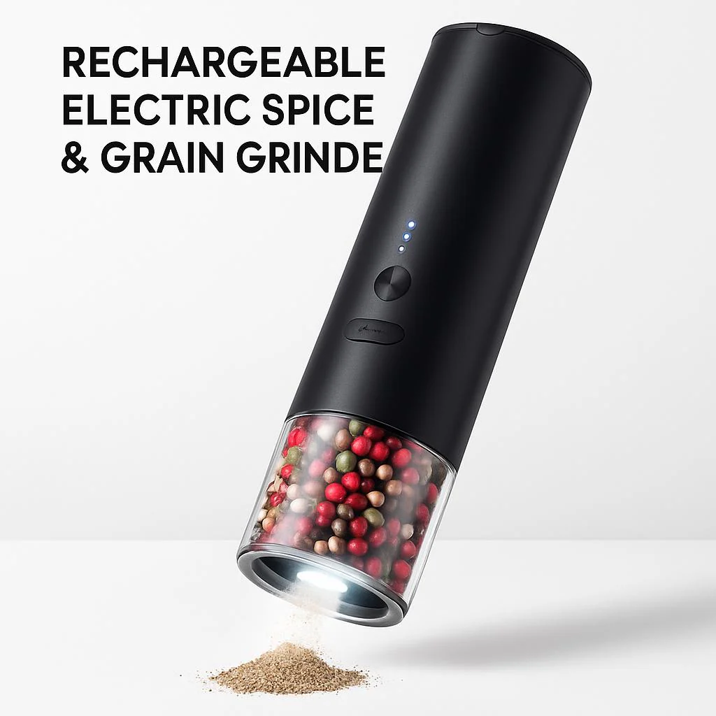 Rechargeable Electric Spice & Grain Grinder with LED Light - Image 3
