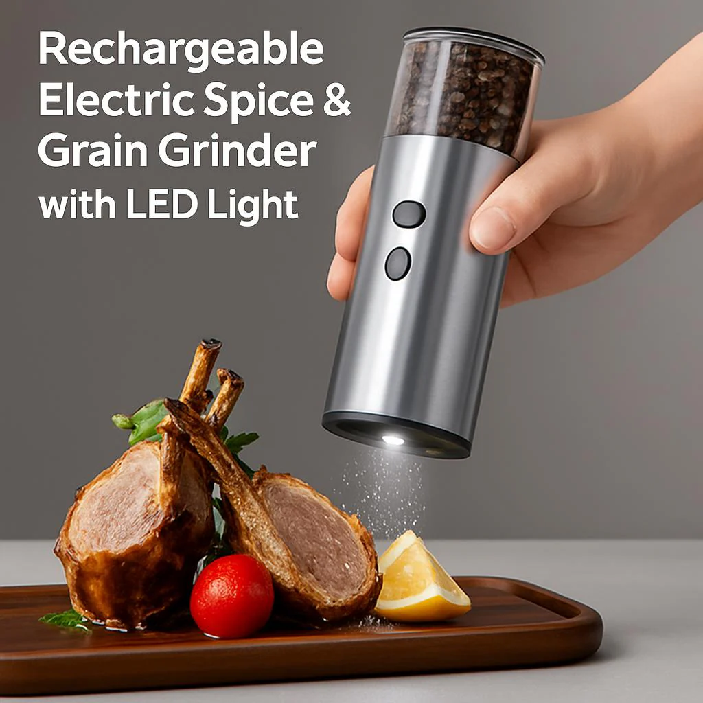 Rechargeable Electric Spice & Grain Grinder with LED Light - Image 5