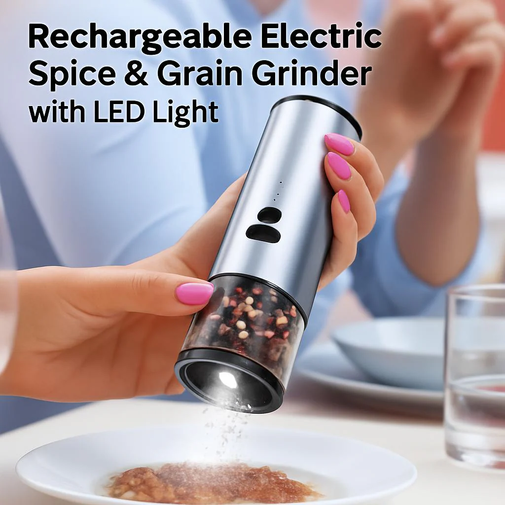 Rechargeable Electric Spice & Grain Grinder with LED Light - Image 6