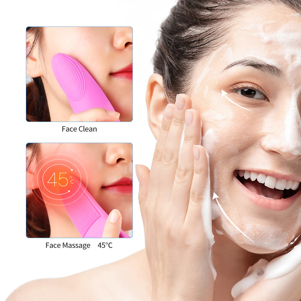 Eco-Friendly Electric Facial Cleansing Brush - Silicone Bristles, Rechargeable, Pink/Blue/Purple - Image 19